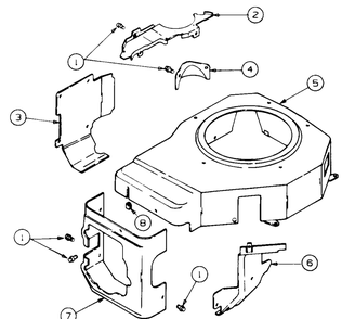 Blower Housing And Baffles Diagram and Parts List for 4815F-PRO 556C465M100 Cub Cadet Lawn Mower